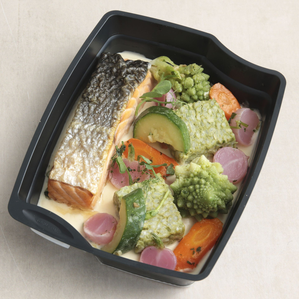 Saumon rôti, risotto verde.webp