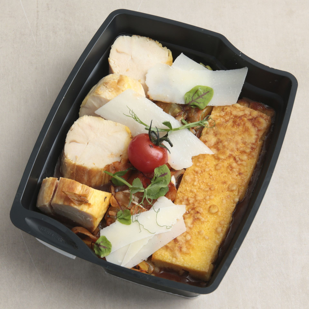 Volaille fermière, polenta gratinée.webp