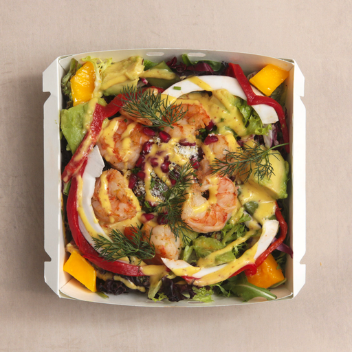 [006883*] Large scampi salad with exotic flavors