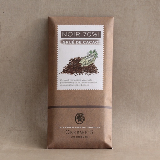 [007096*] Tablette 90g chocolat noir au Grué de cacao Venezuela 70%