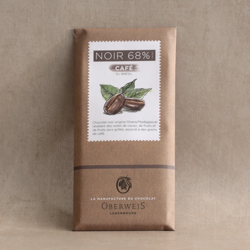 [007107*] Tablette 90g chocolat noir 68% et café