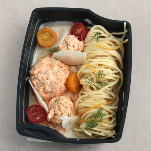 [011580*] Spaghetti au saumon, aneth et citron confit