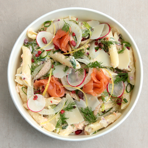 [012978*]  Penne salad with two types of salmon