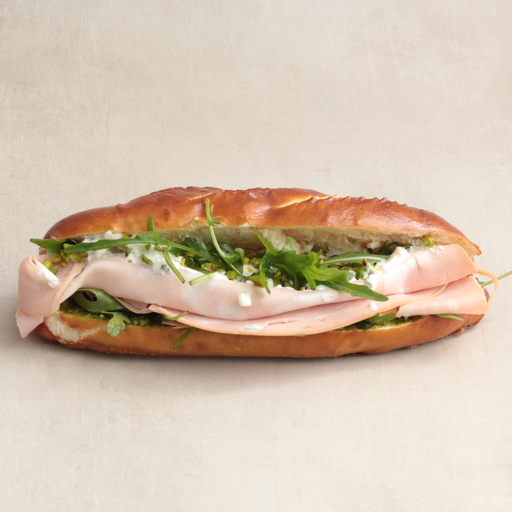 [014402*] Pain bretzel mortadelle, pistaches