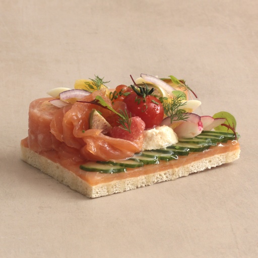 [000064*] Toast with two kinds of salmon